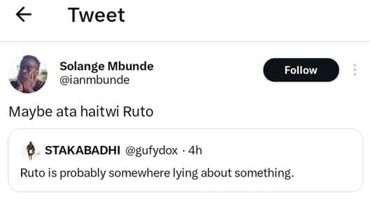 Tweet solange mbunde ianmbunde follow maybe ata haitwi ruto stakabadhi gufydox 4