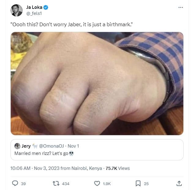 Ja loka felsi 'oooh this? don't worry jaber it is just a birthmark. jery omonaoj