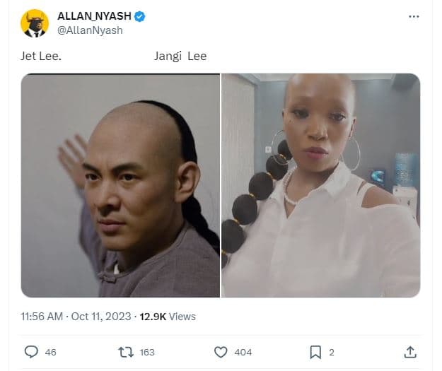 Allan_nyash allannyash jet lee. jangi lee 11.56 am . oct 11, 12.9k views t2 163