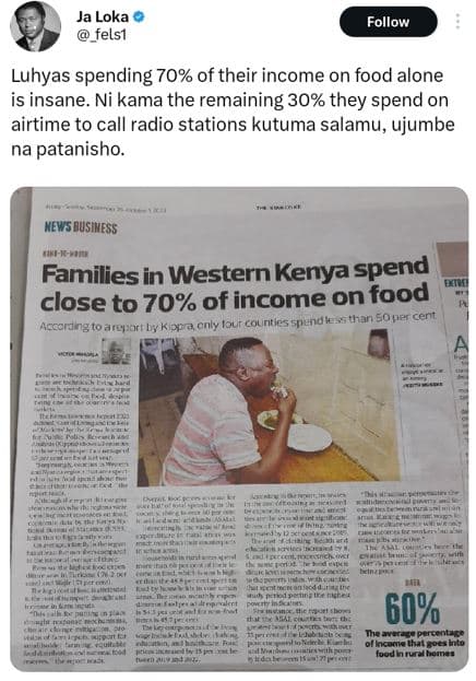 Ja loka felsi follow luhyas spending 70 of their income on food alone is insane.