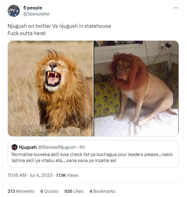 5 people 5peopleke njugush on twitter vs njugush in statehouse fuck outta here!