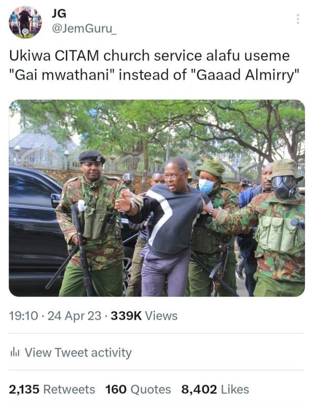 Jg jemguru ukiwa citam church service alafu useme gai mwathani instead of gaaad