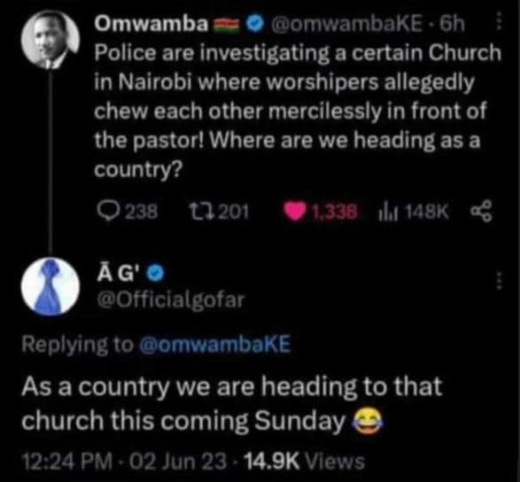 Omwamba omwambake gh police are investigating a certain church in nairobi where