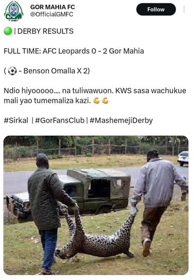 Gor mahia fc officialgmfc follow iderby results full time afc leopards 0 2 gor m