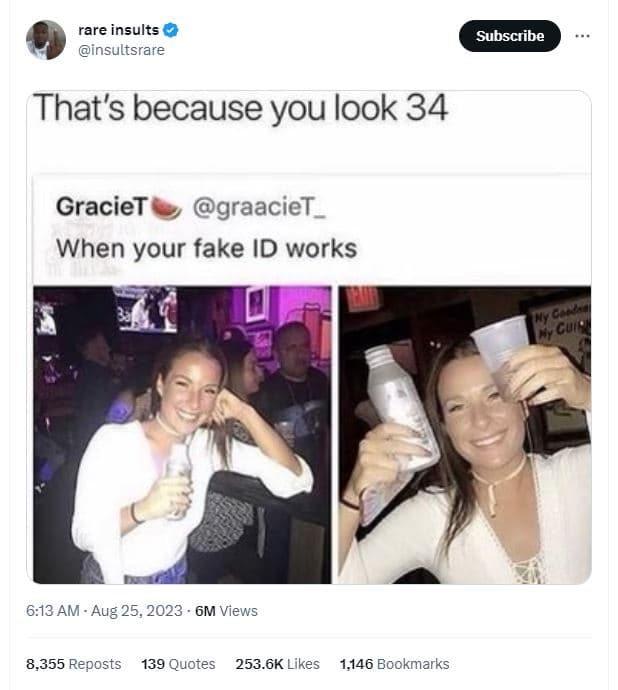 Rare insults insultsrare subscribe that's because you look 34 graciet graaciet w