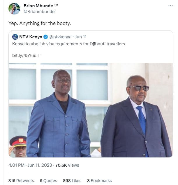 Brian mbunde brianmbunde yep. anything for the booty. ntv kenya ntvkenya jun 11