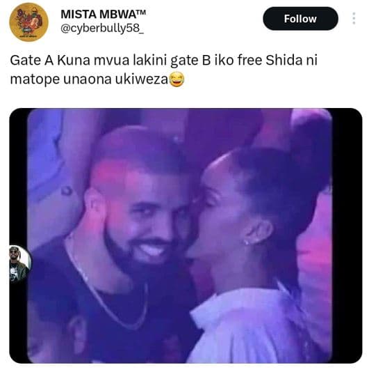 Mista mbwatm cyberbully58 follow gate a kuna mvua lakini gate b iko free shida n