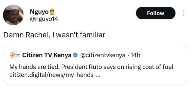 Nguyo nguyo14 follow damn rachel, wasn't familiar citizen tv kenya citizentvkeny