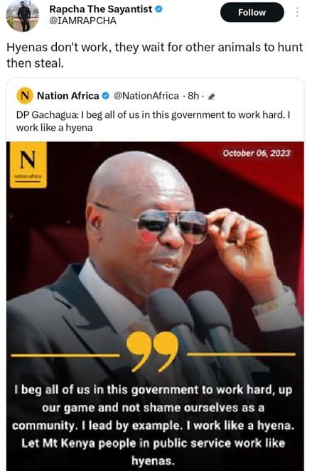 Rapcha the sayantist iamrapcha follow hyenas don't work, they wait for other ani