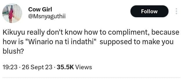 Cow girl msnyaguthii follow kikuyu really don't know how to compliment because h