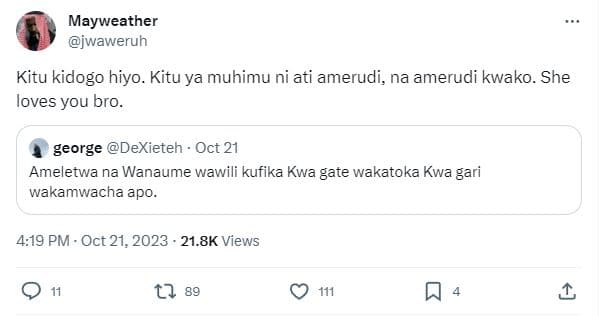 Mayweather jwaweruh kitu kidogo hiyo. kitu ya muhimu ni ati amerudi, na amerudi