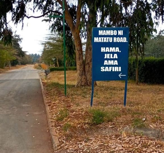 Mambo ni matatu road. hama, jela ama safiri