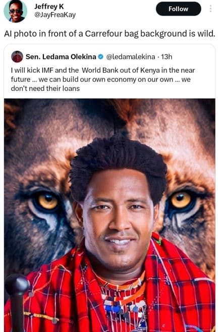 Jeffrey k jayfreakay follow al photo in front of a carrefour bag background is w