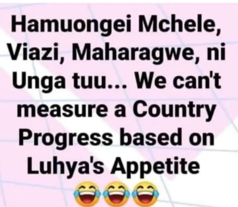 Hamuongei mchele, viazi, maharagwe, ni unga tuu... we can't measure a country pr