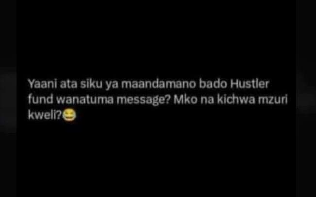 Yaani ata slku ya maandamano bado hustler fund wanatuma message? mko na kichwa m