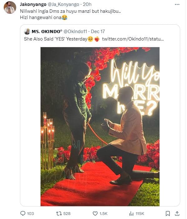 Jakonyango ja_konyango . 20h niliwahi ingia dms za huyu manzi but hakujibu. hizi