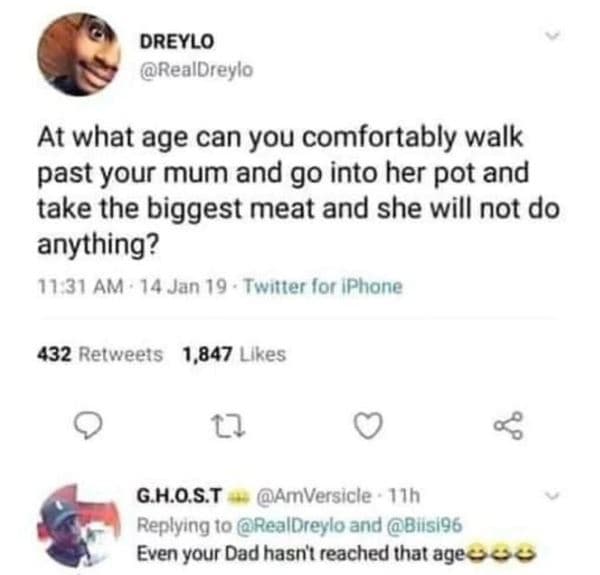 Dreylo realdreylo at what age can you comfortably walk past your mum and g0 into