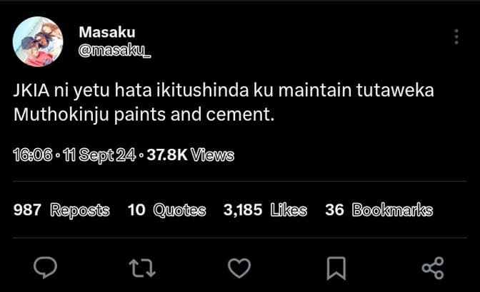 Masaku masaku jkia ni yetu hata ikitushinda ku maintain tutaweka muthokinju pain