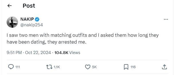 Post nakip nakip254 saw two men with matching outfits and asked them how long th