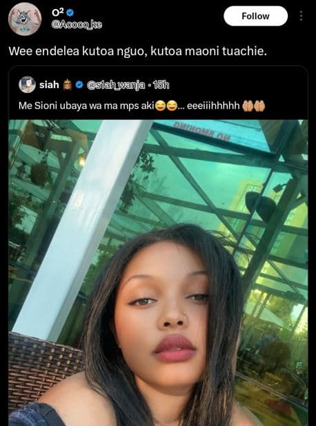 Follow acocoka wee endelea kutoa nguo, kutoa maoni tuachie siah glahanja 15h me