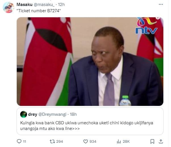 Masaku masaku_ 12h 'ticket number b7274 ntv drey dreymwangi 18h kuingia kwa bank