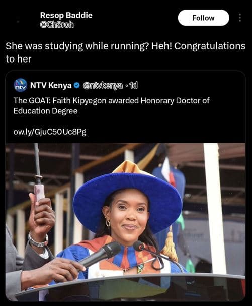 Resop baddie chsroh follow she was studying while running? heh! congratulations