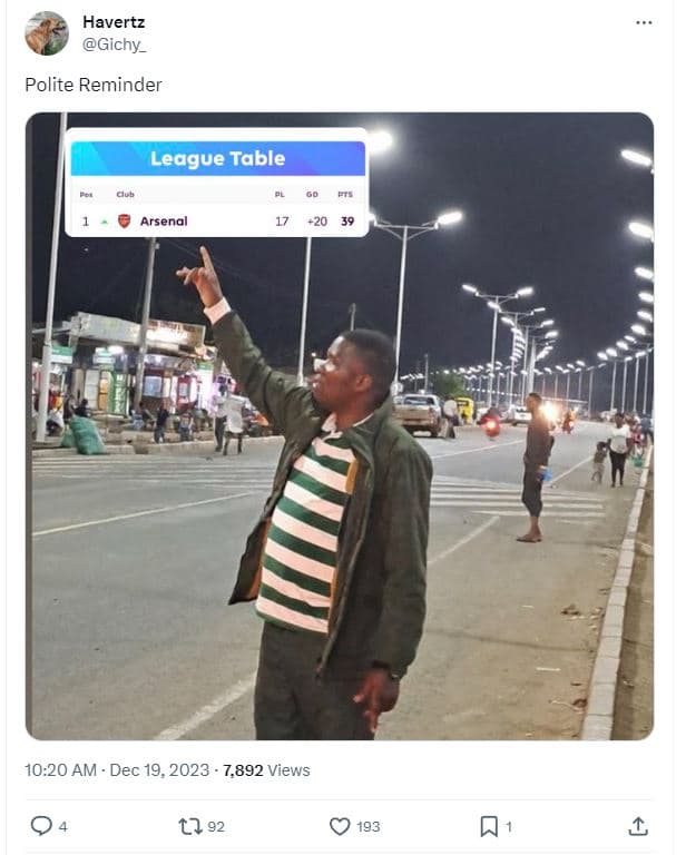 Havertz gichy_ polite reminder league table arsenal 10.20 am dec 19, 7,892 views