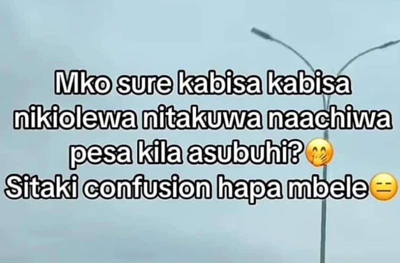 Ikosuekabisakabisa nikiolewanitakuwanaachiwa pesakilaasubuhi? sitakiconfusion ha