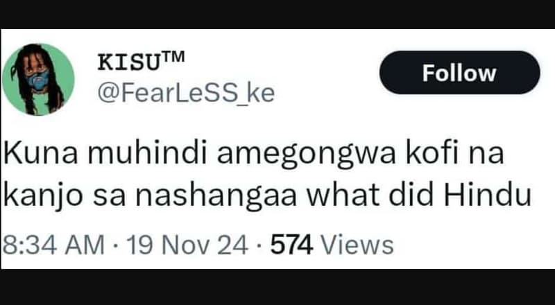 Kisutm fearless_ke follow kkuna muhindi amegongwa kofi na kanjo sa nashangaa wha