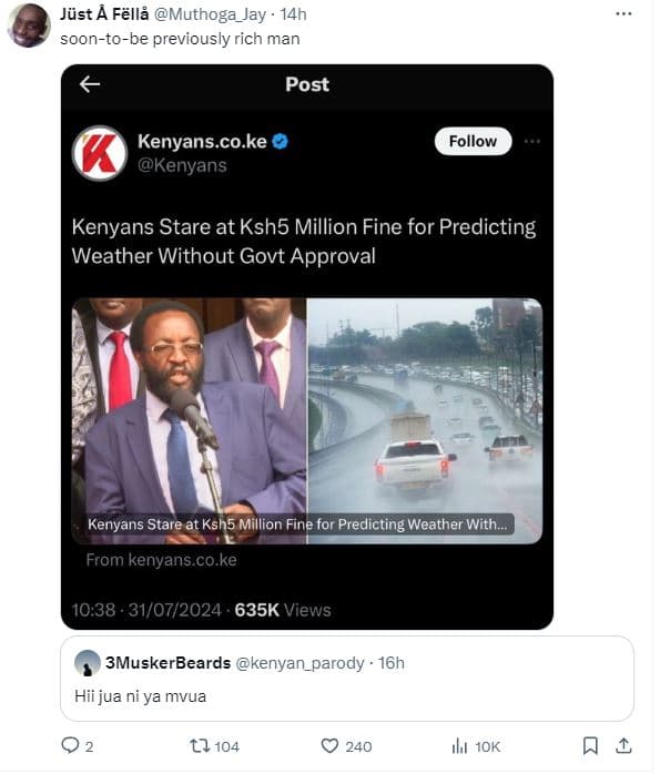 Jüst a fëllo muthoga_jay 14h soontobe previously rich man post kenyans.co.ke ken