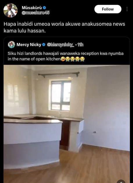 Musakurà nusakuu45 follow hapa inabidi umeoa woria akuwe anakusomea news kama lu