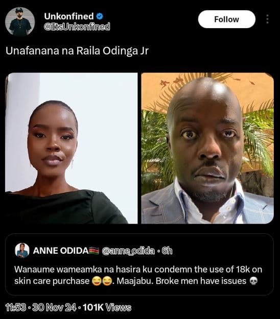 Unkonfined itsunkonffned follow unafanana na raila odinga jr anne odida annoodda