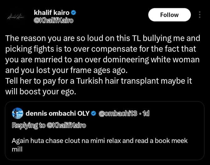Ae khalif kairo khalffkaio follow the reason you are so loud on this tl bullying