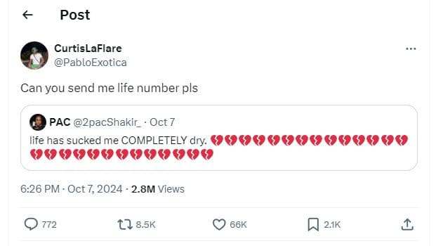 Post curtislaflare pabloexotica can you send me life number pls pac 2pacshakir_