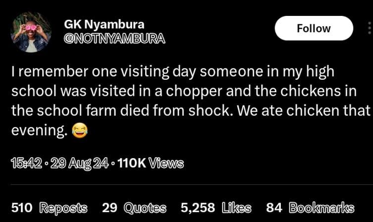 Gk nyambura notmyambura follow remember one visiting day someone in my high scho