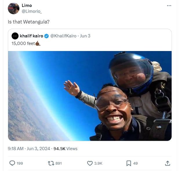 Limo limorio that wetangula? khalif kairo 15,000 feet khalifkairo jun 3 9.18 am