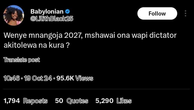 Babylonian lfudblack25 follow wenye mnangoja , mshawai ona wapi dictator akitole