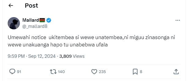 Post mallard mallard8 umewahi notice ukitembea si wewe unatembea,ni miguu zinaso