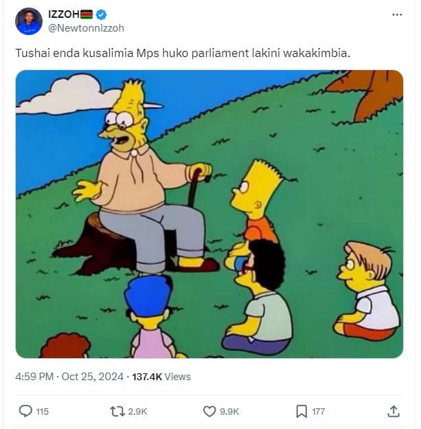 Izzoh newtonnizzoh tushai enda kusalimia mps huko parliament lakini wakakimbia 4