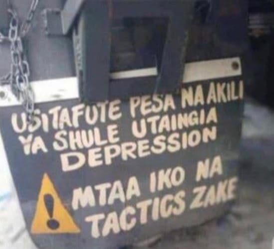 Usitafuie pesa maakili skule utaingia ya depression iko na mtaa zane tactigs