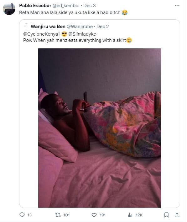 Pabló escobar ed_kemboi dec 3 beta man ana lala side ya ukuta like a bad bitch w