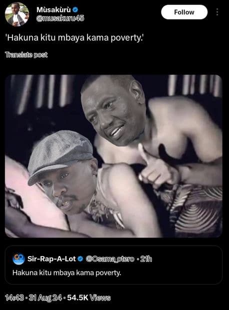 Musakurà uusakuu45 follow 'hakuna kitu mbaya kama poverty' itanslate post sirrap
