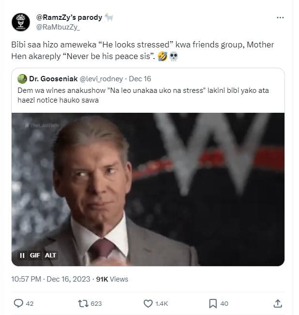 Ramzzy's parody rambuzzy _ bibi saa hizo ameweka he looks stressed kwa friends g