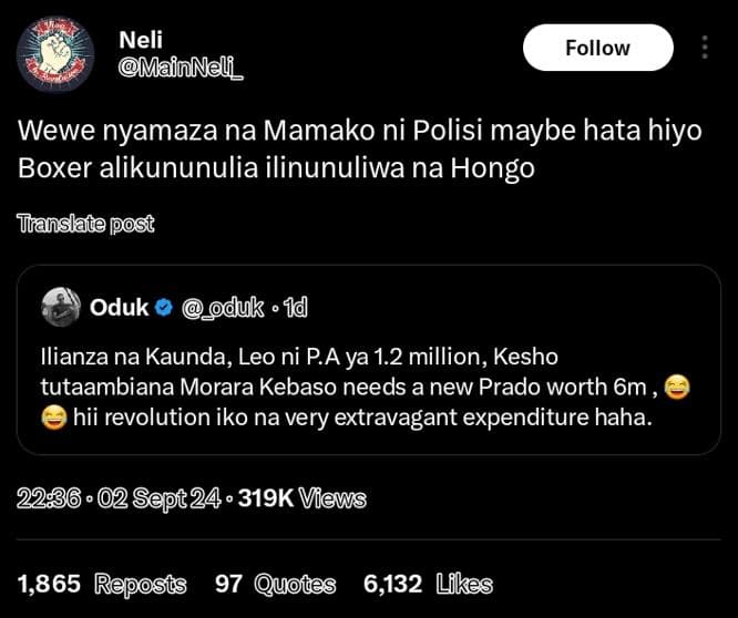 Neli mainnel _ follow wewe nyamaza na mamako ni polisi maybe hata hiyo boxer ali
