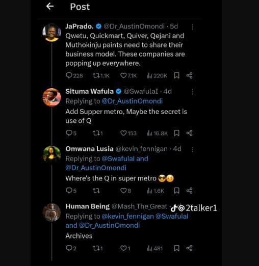 Post japrado dr austinomondi qwetu, quickmart, quiver qejani and muthokinju pain