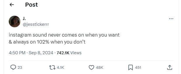 Post jesstickerrr instagram sound never comes on when you want always on 102 whe