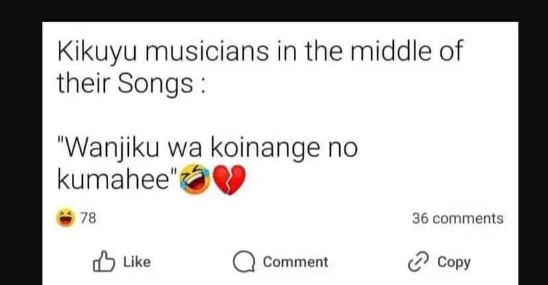 Kikuyu musicians in the middle of their songs wanjiku wa koinange no kumahee' 78