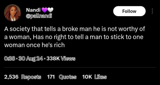 Nandi pallnandi follow a society that tells a broke man he is not worthy of awom