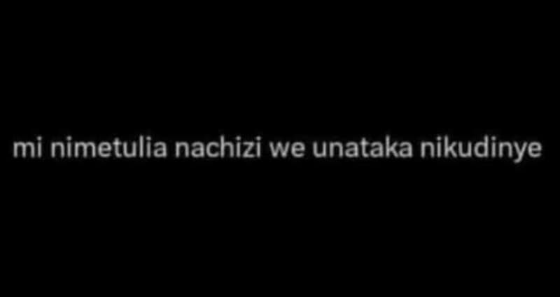 Mi nimetulia nachizi we unataka nikudinye