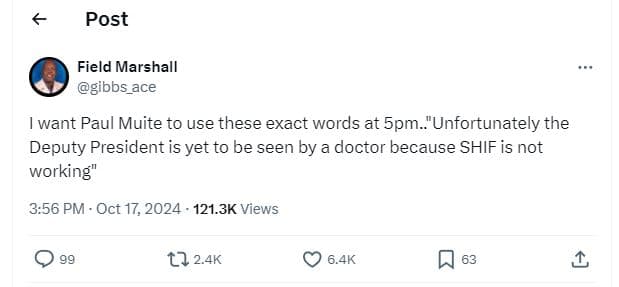 Post field marshall gibbs_ace want paul muite to use these exact words at 5pm.un